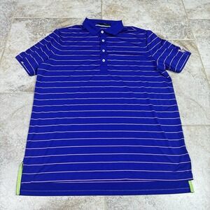 RLX Ralph Lauren Polo Shirt Mens Large Purple Golf Striped Short Sleeve Colonial